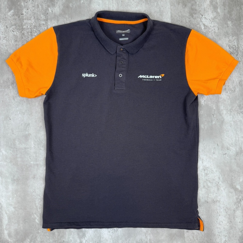 McLaren F1 2022 Team Polo Shirt Mens Large Gray Racing Kart Splunk Collared